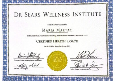 Dr. Sears Wellness Institute 2019 diploma Maria Martac