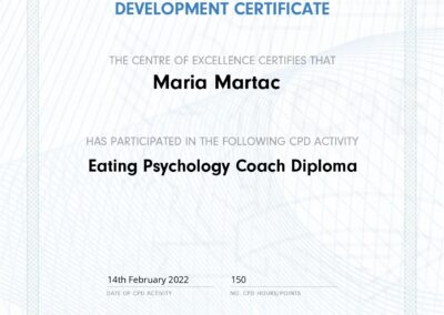 Eating Psychology Coach Diploma - 2022 diploma Maria Martac